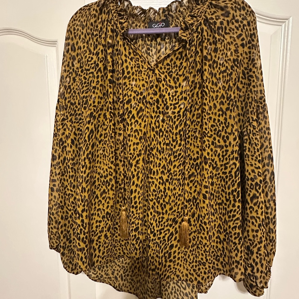 GiGiO Women's Leopard Print Blouse - Brown